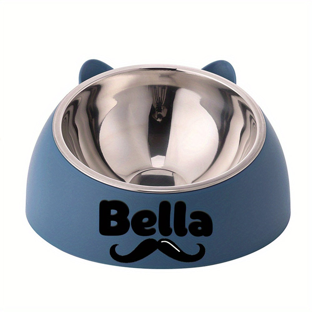 Personalized Cute Cat and Dog Bowl, custom High quality stainless steel pet bowl, Tilt pet bowl for neck protection, Nice gift for pets