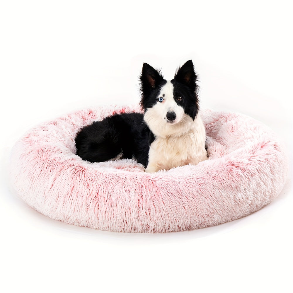 Long Plush Dog Bed For Autumn Winter, Deep Sleeping Pet Bed Mat For Small Medium Large Dogs, Donut Beds Mat For Cats Christmas Gift
