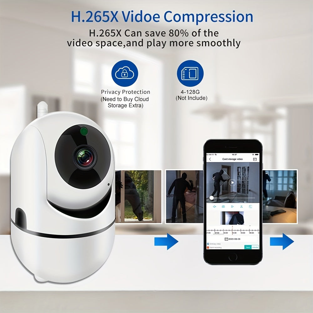 1pc High-definition Camera - 2.4G Wireless Wifi Security Home Camera, Baby And Pet Monitor, 1080P Wireless Automatic Tracking Monitor, Motion Detection And Tracking, Night Vision, Two-way Voice, High Security - For Home Secur