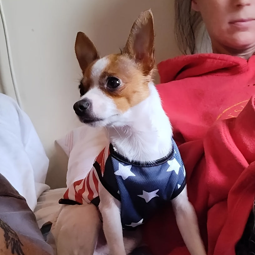 Stars & Stripes Pet Vest - Cartoon Printed, Summer Themed, Breathable, Comfortable Dog Shirt for Small to Medium Dogs - Independence Day Celebration Outfit