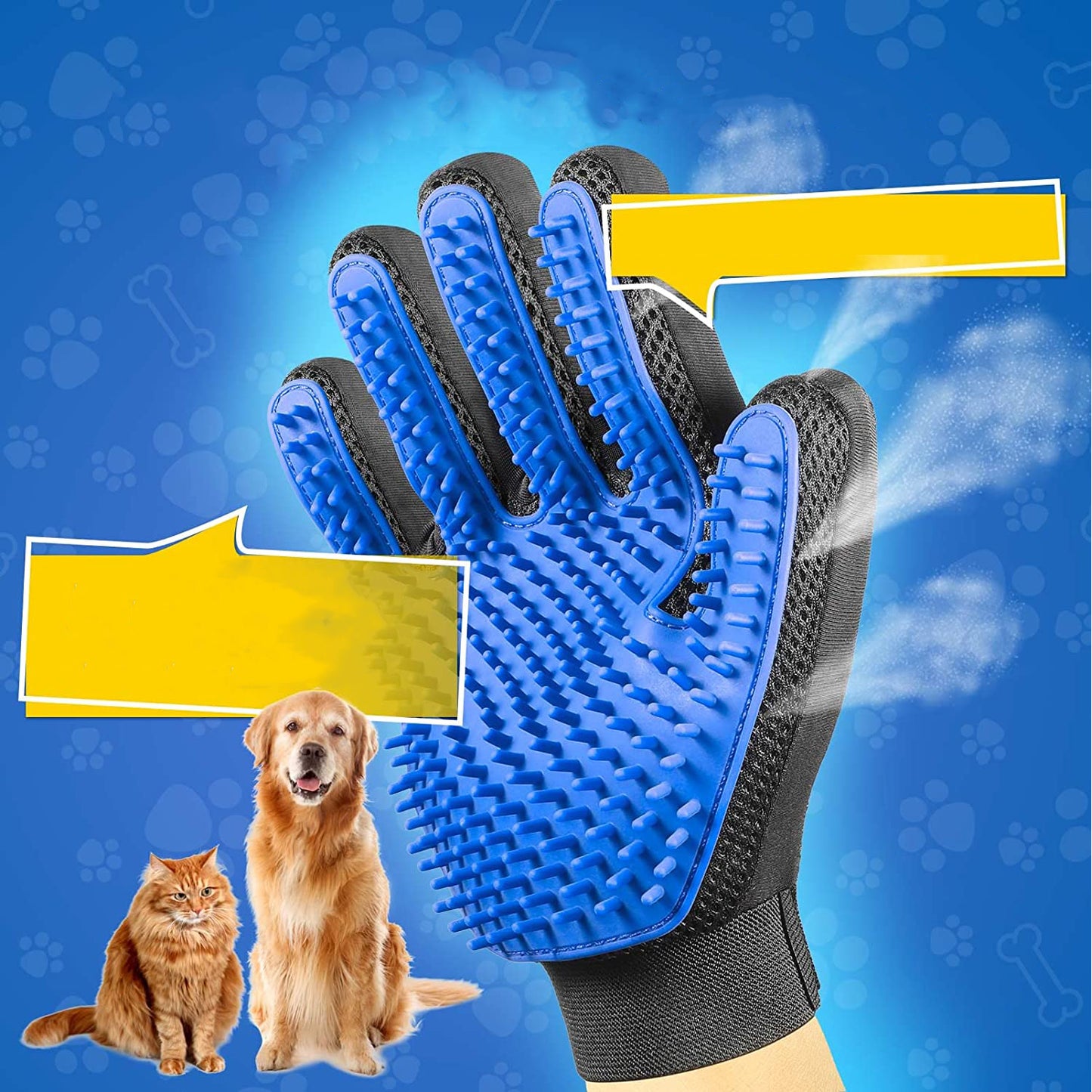 1pair Pet Grooming Glove - Gentle Hair Remover Brush For Dogs And Cats - Massages And Stimulates Circulation - Easy To Use And Clean