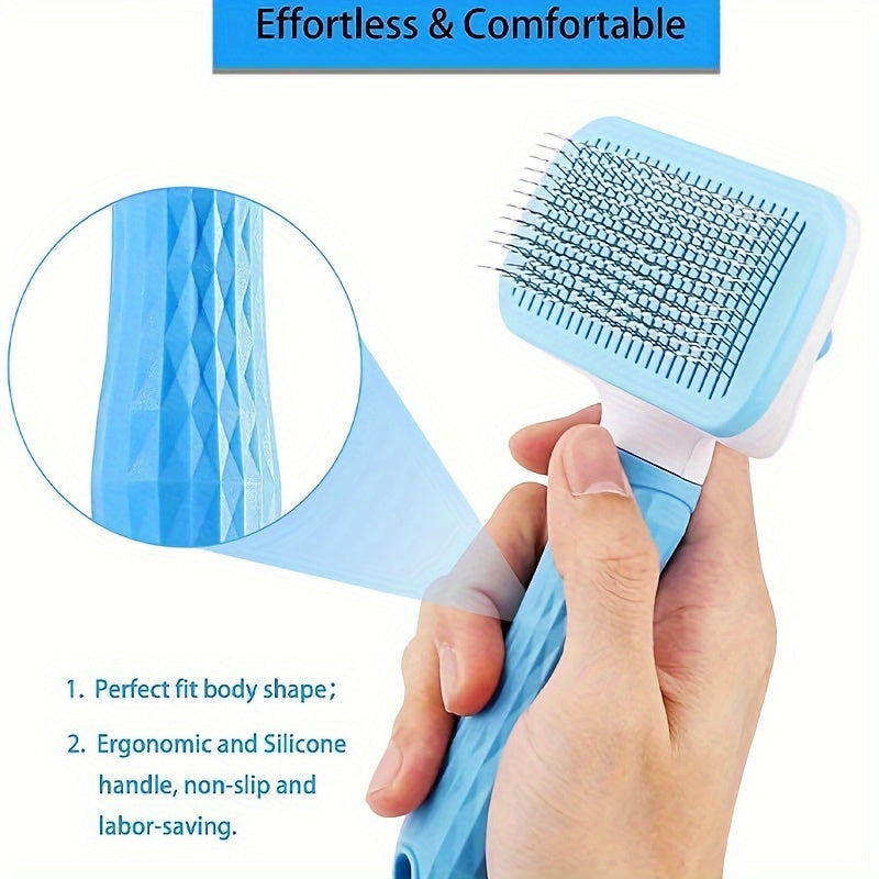 1-in-1 Pet Massage Comb & Brush - Heavy-Duty Ergonomic Design with One-Click Detachable Head, Efficient Shedding & Grooming Tool for Dogs & Cats, Reduces Shedding, Undercoat Removal, Minimizes Hair Flying - White & Black Colo