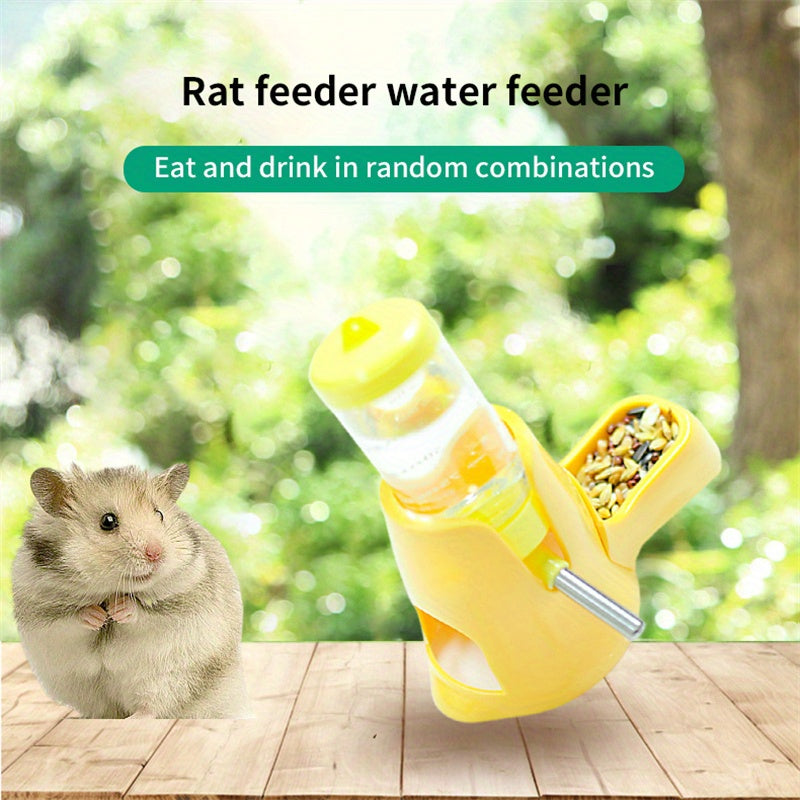 27.05oz Leak-Proof Automatic Hamster Feeder & Water Dispenser - Dual Function, Yellow PP Material, No Battery Required, Perfect for Small Pets Like Hamsters, Hamster Water Bottle