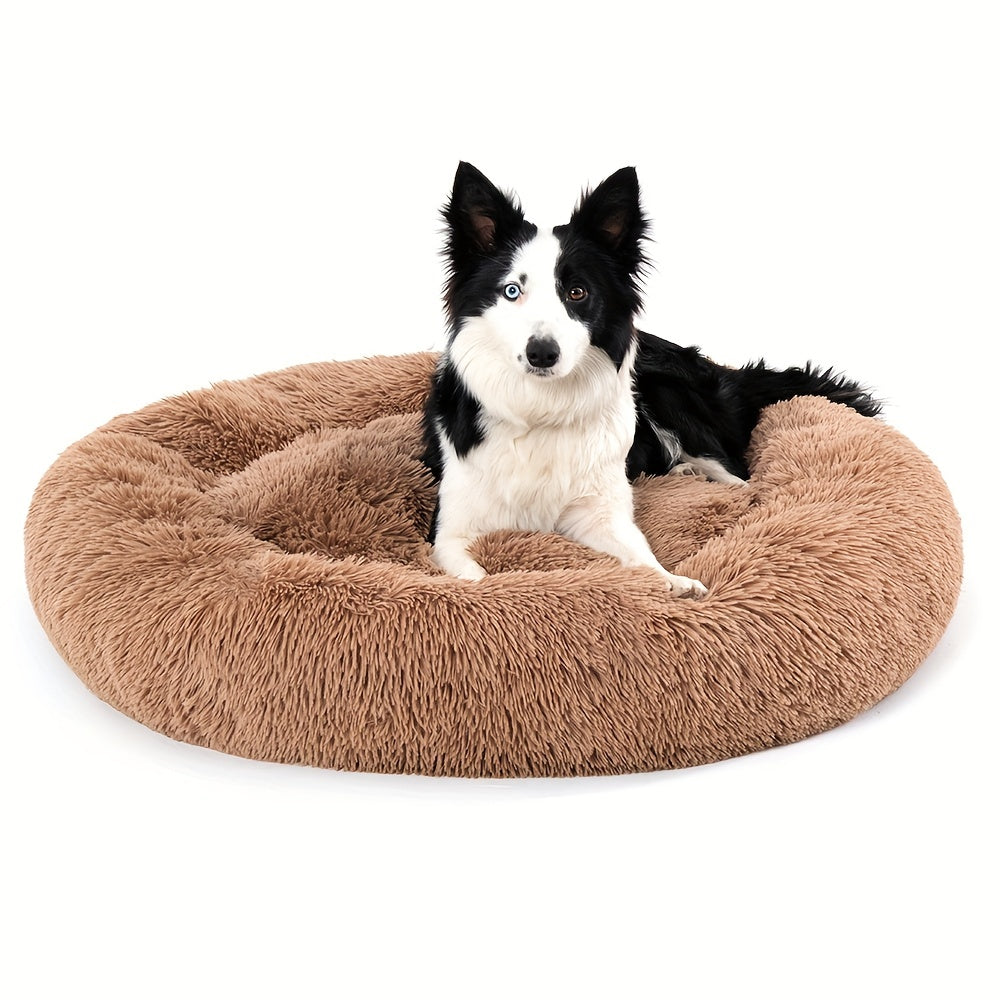 Long Plush Dog Bed For Autumn Winter, Deep Sleeping Pet Bed Mat For Small Medium Large Dogs, Donut Beds Mat For Cats Christmas Gift
