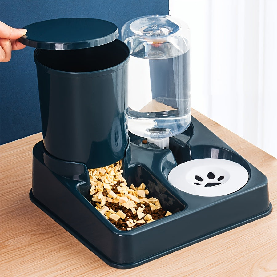 Automatic Cat Feeder Water Dispenser Set, 2 In 1 Tilted Automatic Pet Food And Water Feeder Gravity Food Feeder And Waterer For Indoor Cats