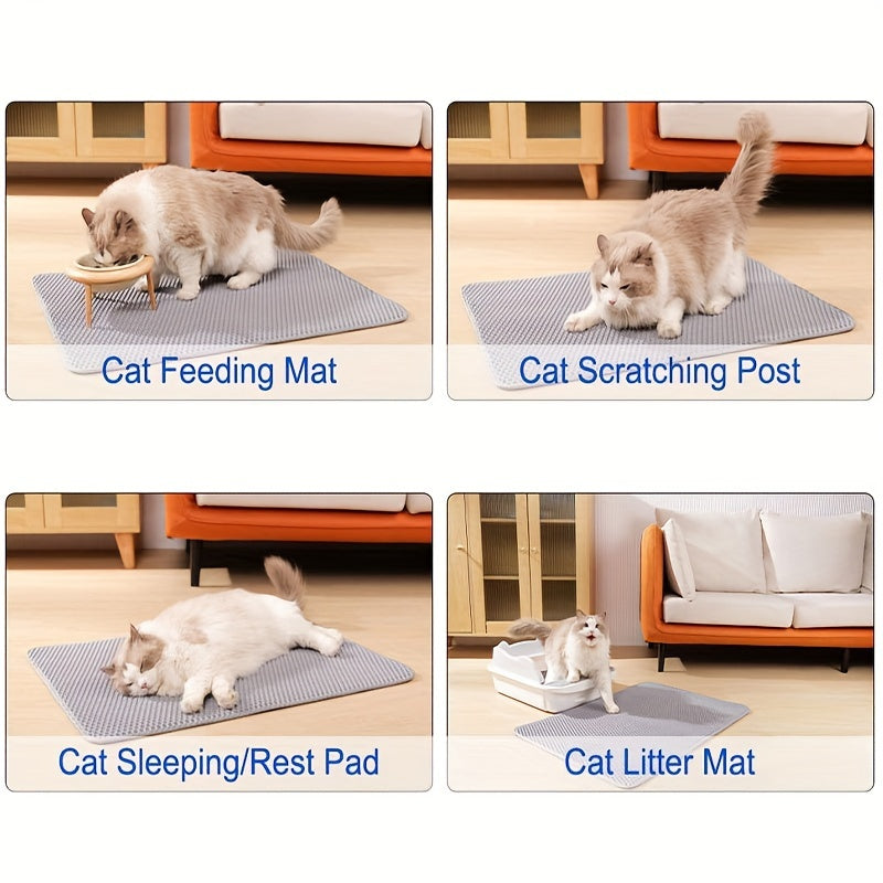 EVA Double-Layer Cat Litter Mat - Non-Slip, Washable, Soft Pet Litter Box Liner for Cats and Dogs, Easy Cleanup Design with Automatic Scoop Feature, Pet Hygiene Mat | Automatic Scoop Mat | Washable Mat, Cat Litter Box