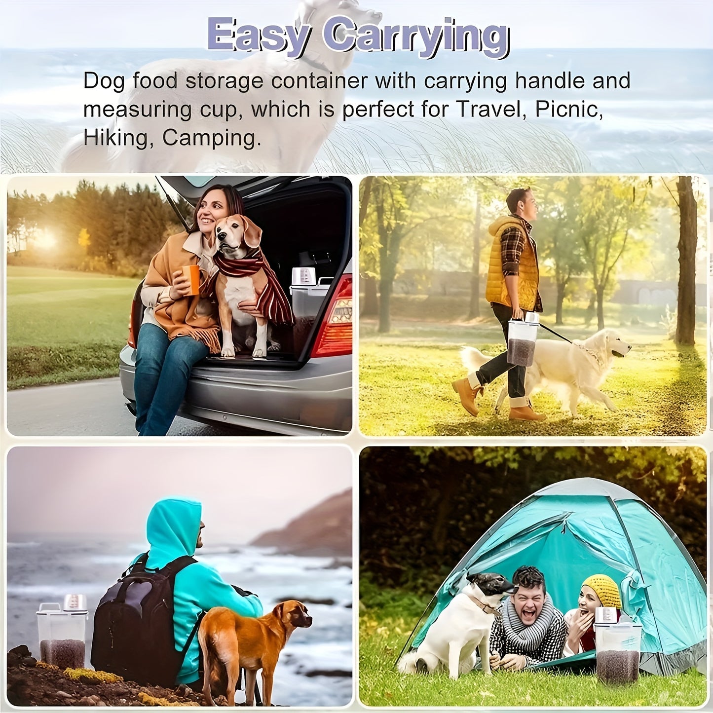 1.5kg/2kg Large Capacity Pet Food Storage Container - Airtight, Moisture-Proof, and Pest-Controlled Plastic Bucket with Measuring Cup, Handle, and Scoop Design for Easy Food Management and Freshness Preservation