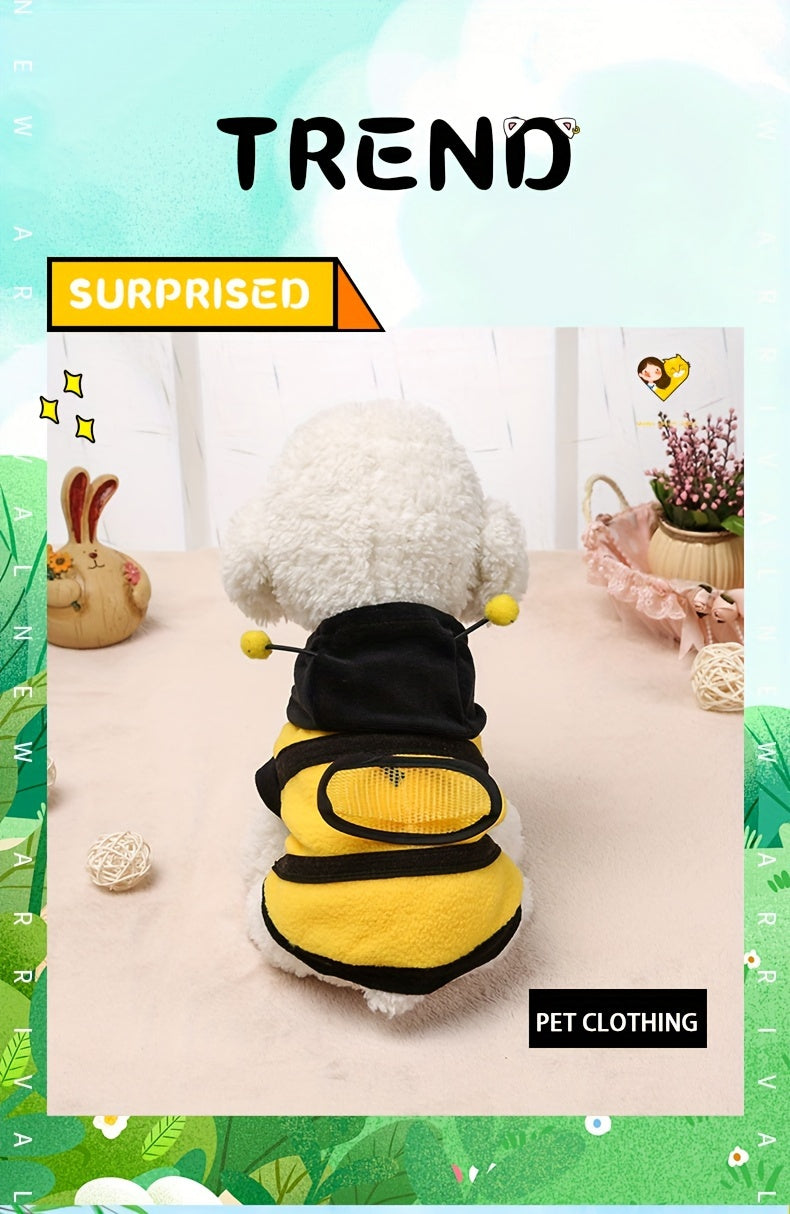 1pc Bee Polar Fleece Pet Costume - Lovely Halloween Cosplay Outfit for Dog and Cat, Hoodie Apparel Sweater, Party Favors, Adorable and Warm Clothing for Pets