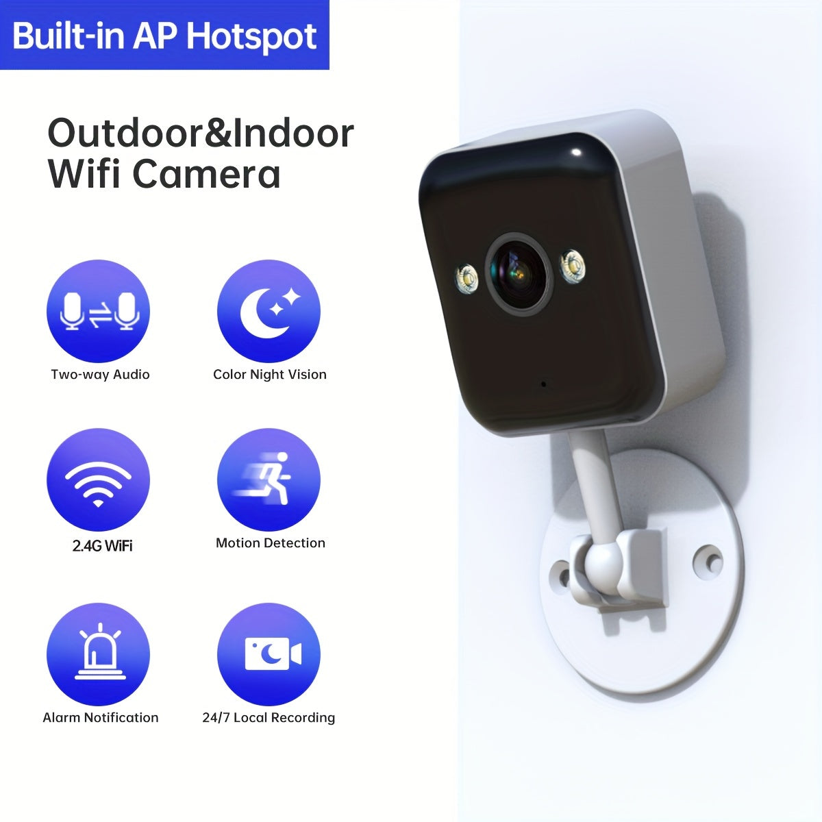 1080P FHD Wireless Surveillance Camera, full-Color Night Vision, Two-Way Voice CallMotion Detection, Built-in AP Hotspot, Can Be Viewed Without Internet, Take Care ofChildren, Elderly And Pets Safety Surveillance Camera