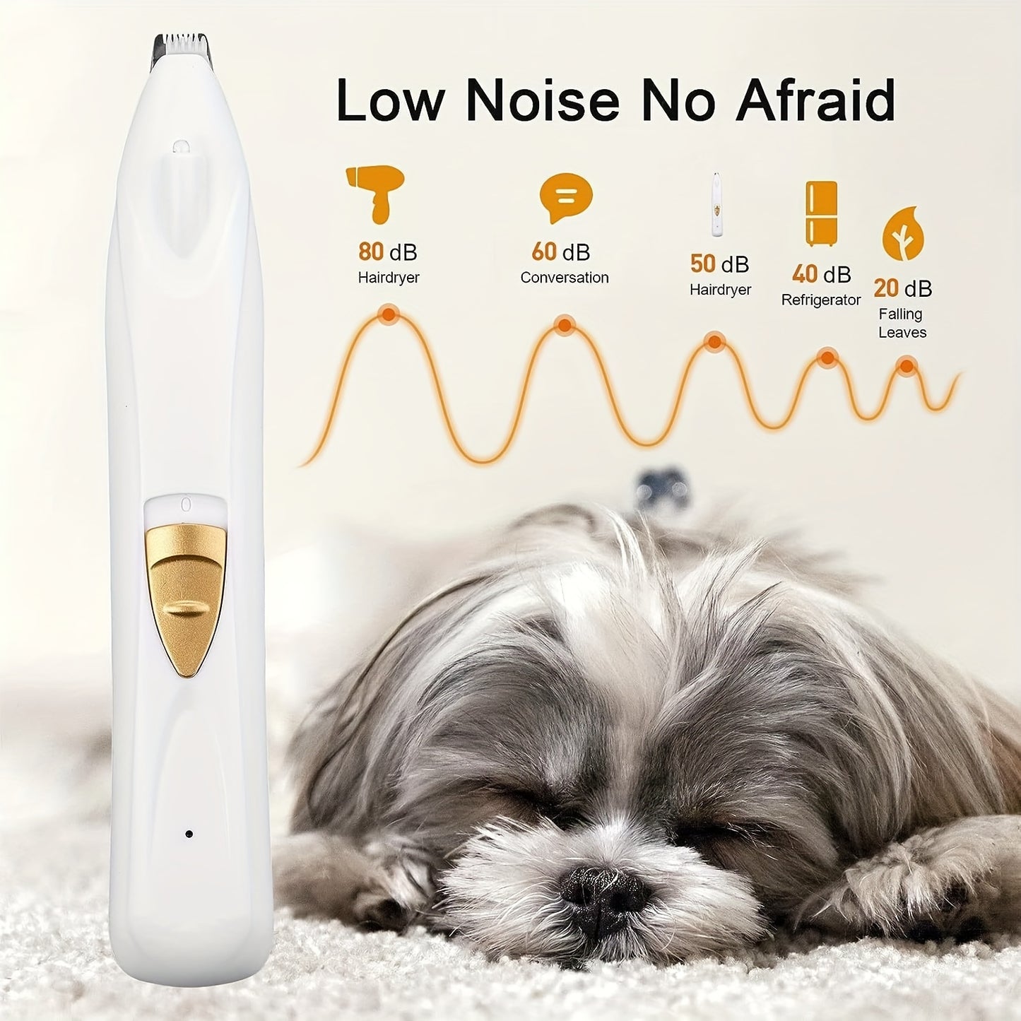 USB Rechargeable Electric Dog Paw Trimmer, Professional Dog Clippers with LED Light, Low Noise Dog Shaver for Cats Pets Eyes Face Ears Paw