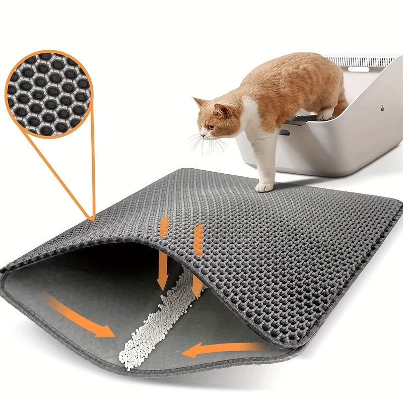 EVA Double-Layer Cat Litter Mat - Non-Slip, Washable, Soft Pet Litter Box Liner for Cats and Dogs, Easy Cleanup Design with Automatic Scoop Feature, Pet Hygiene Mat | Automatic Scoop Mat | Washable Mat, Cat Litter Box