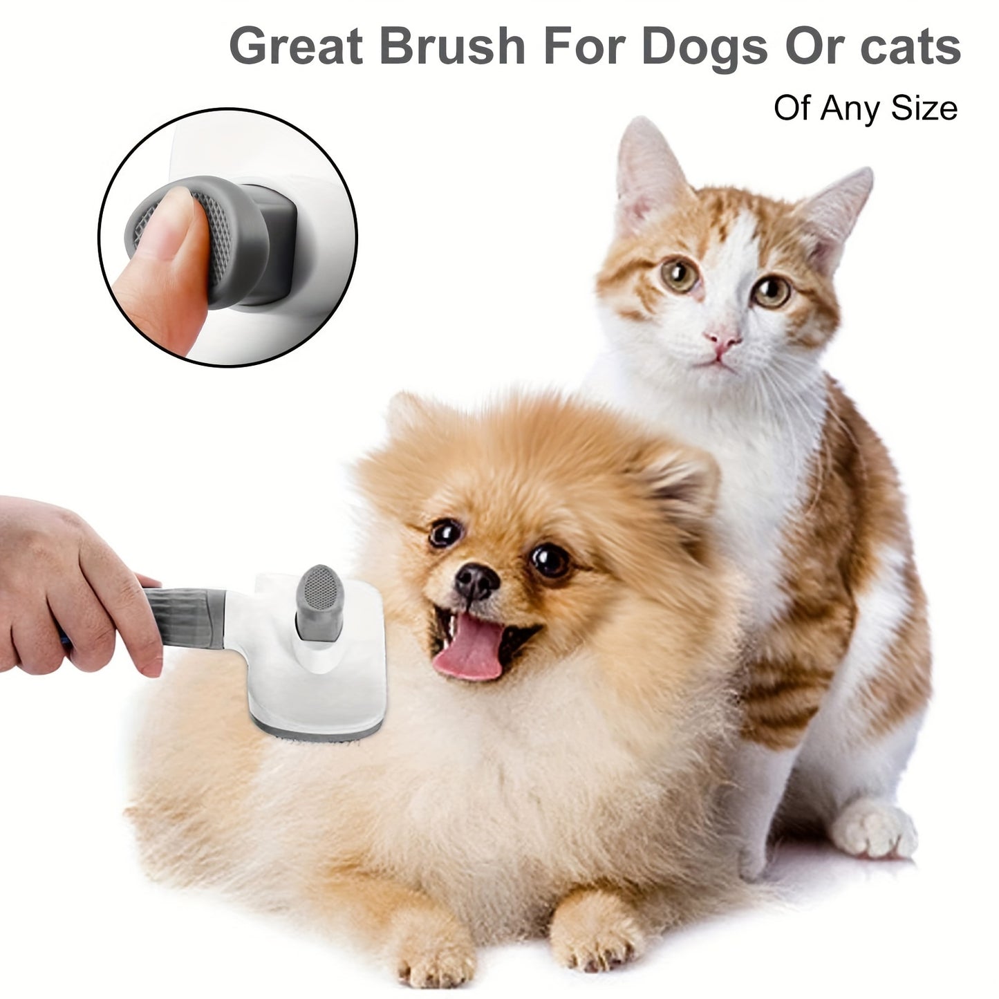 1-in-1 Pet Massage Comb & Brush - Heavy-Duty Ergonomic Design with One-Click Detachable Head, Efficient Shedding & Grooming Tool for Dogs & Cats, Reduces Shedding, Undercoat Removal, Minimizes Hair Flying - White & Black Colo