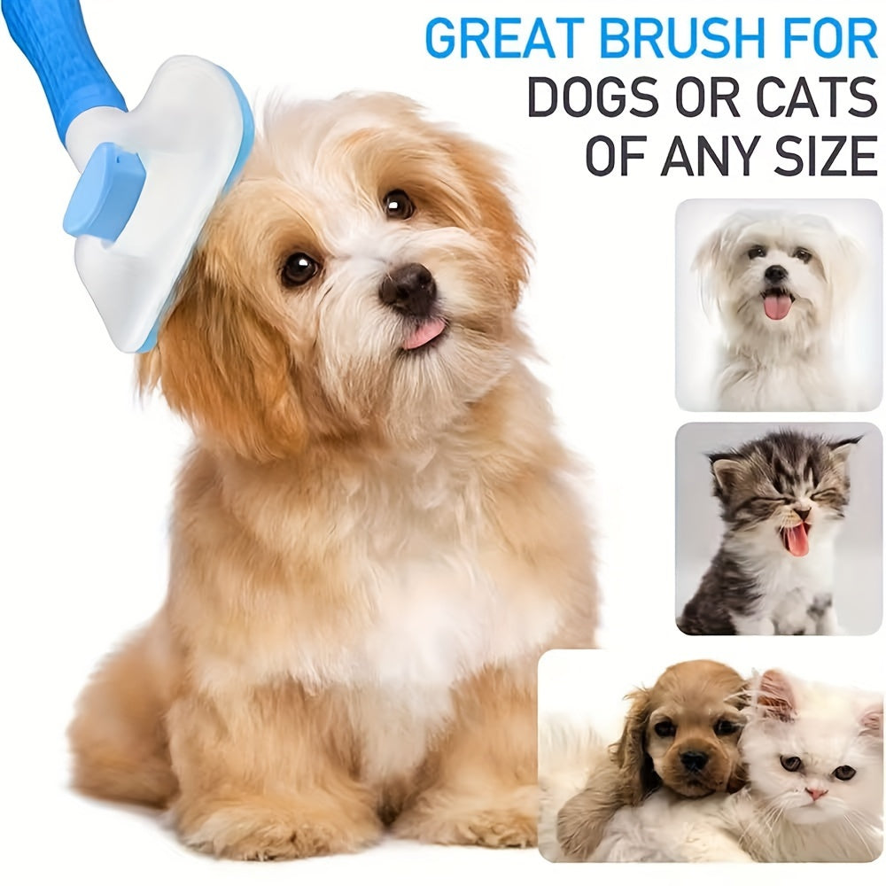 1-in-1 Pet Massage Comb & Brush - Heavy-Duty Ergonomic Design with One-Click Detachable Head, Efficient Shedding & Grooming Tool for Dogs & Cats, Reduces Shedding, Undercoat Removal, Minimizes Hair Flying - White & Black Colo