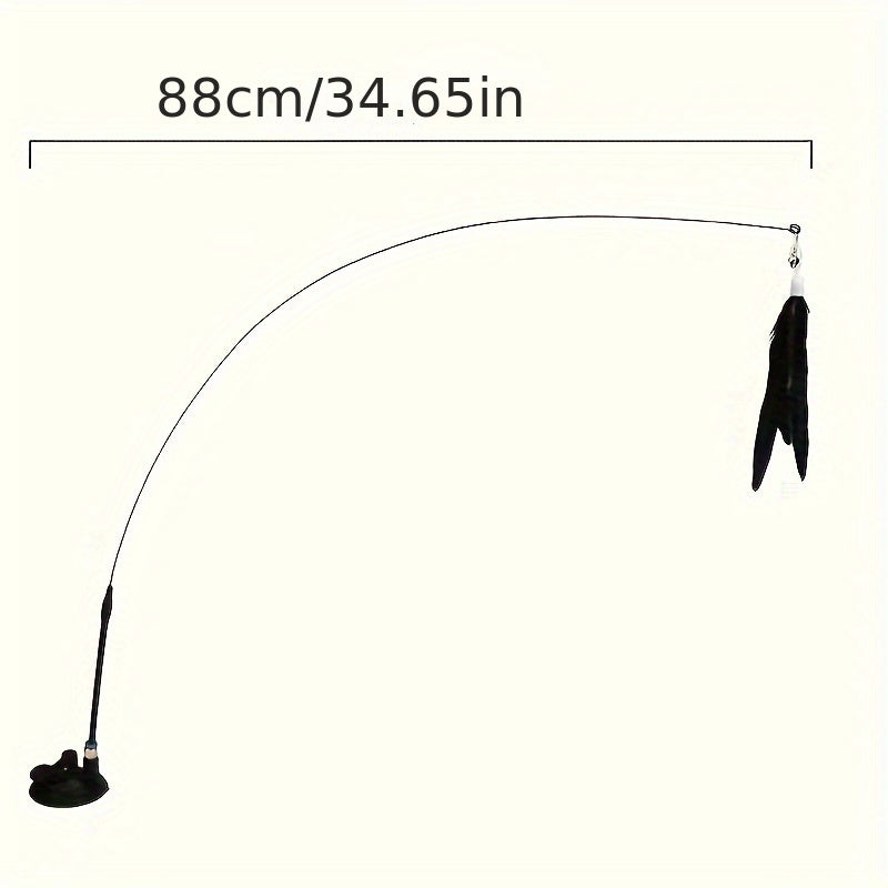 Interactive Cat Teaser Toy with Strong Suction Cup Base, Flexible Wire Rod, Self-Amusement Pet Stick for All Cats
