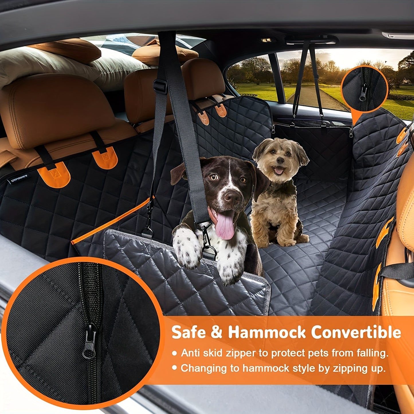 600D Heavy Duty Waterproof Dog Seat Cover - Scratch-Proof Non-Slip Pet Hammock with Soft Durable Polyester, Universal Fit for Cars Trucks SUVs Back Seat Protection