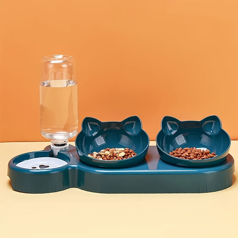 New Pet Automatic Cat Bowl - Anti-Slip, Slanted Mouth, Protects Cervical Spine, Prevents Falling Over for Home Use