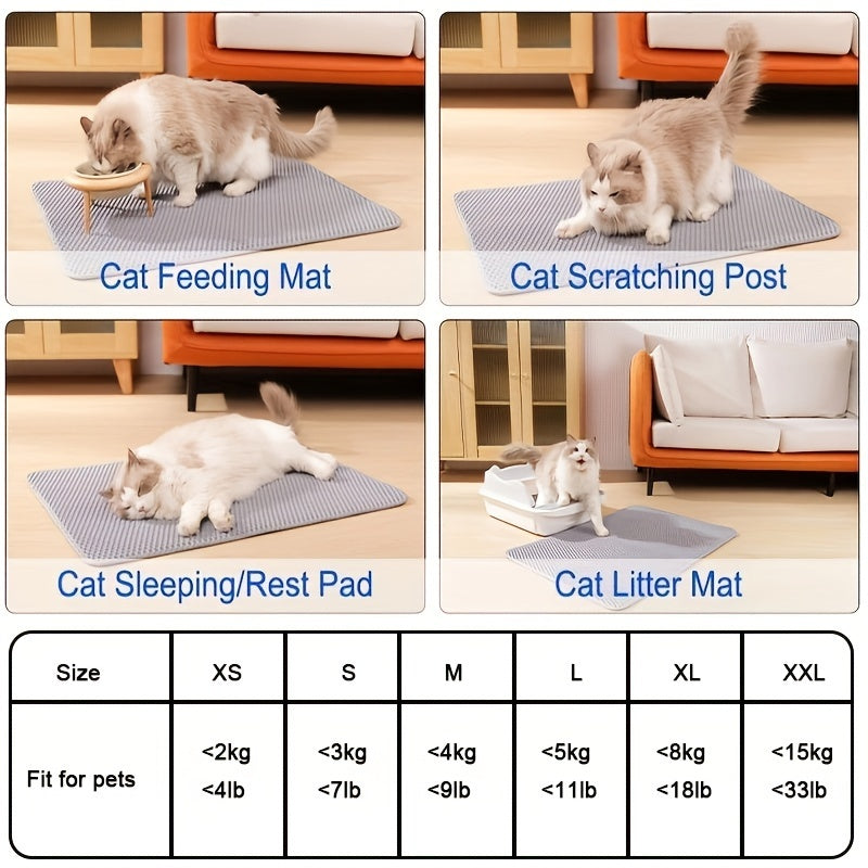 EVA Double-Layer Cat Litter Mat - Non-Slip, Washable, Soft Pet Litter Box Liner for Cats and Dogs, Easy Cleanup Design with Automatic Scoop Feature, Pet Hygiene Mat | Automatic Scoop Mat | Washable Mat, Cat Litter Box