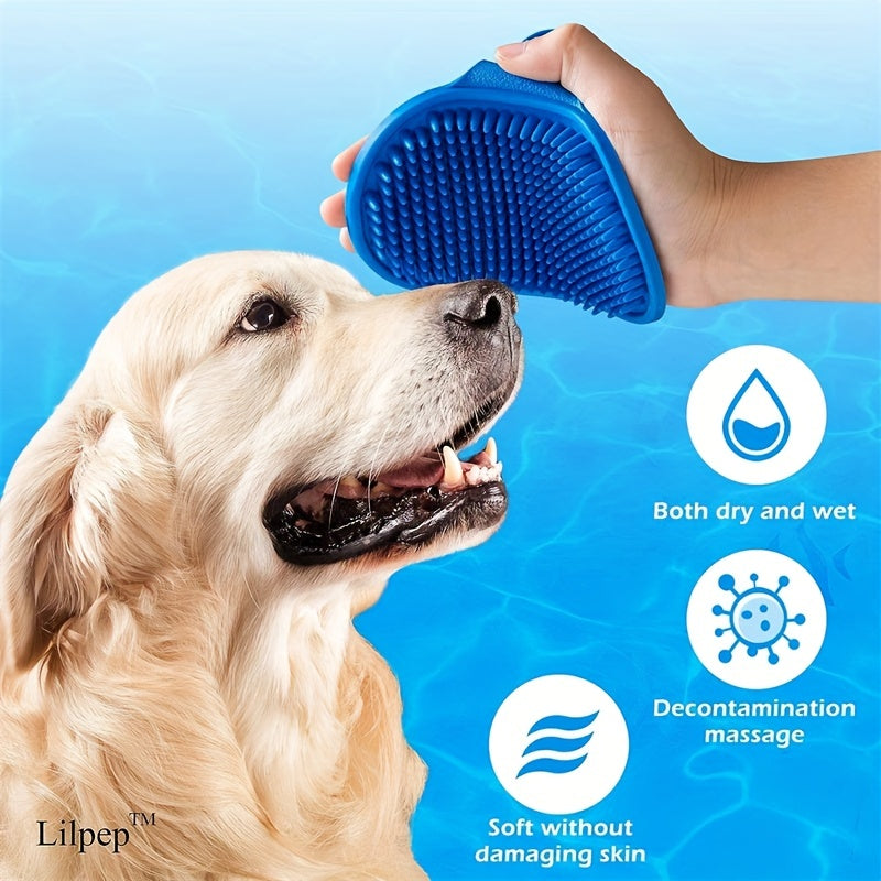 Pet Grooming Deluxe Shampoo Brush - Soft Silicone Massage Rubber Bathing Comb with Adjustable Circular Handle for Gentle Dog & Cat Washing, Easy Fur Detangling, and Relaxing Spa Experience - Ideal for Pet Owners and Groomers