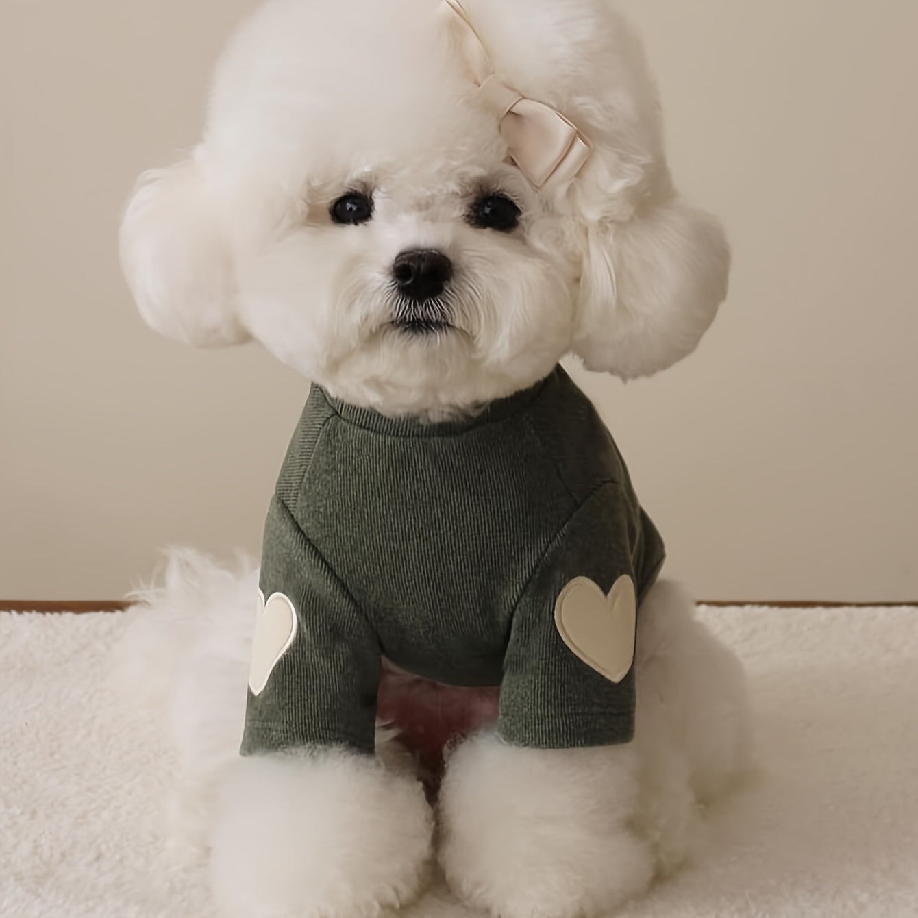 1pc Cozy Fleece Dog Sweater with Heart Design, Polyester Pullover, Machine Washable, for Small to Medium Breeds, Suitable for All Seasons, with Valentine'S Day Gift for Pets
