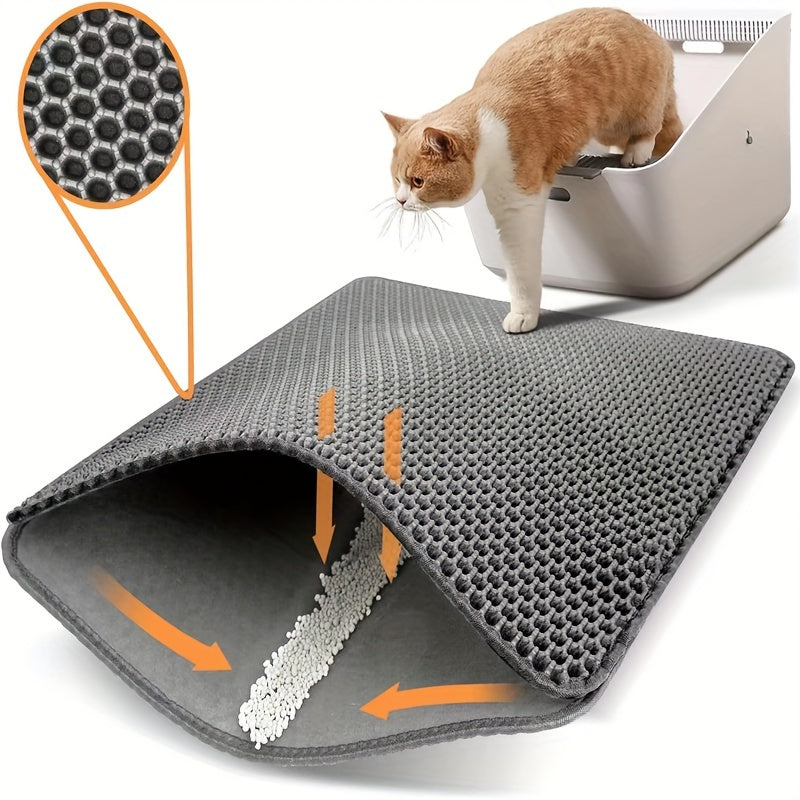 Cat Litter Mat Double-layer Cat Litter Trapping Mat Waterproof And Leak Proof Pet Toilet Mat Diaper Pad Cat Feeding Mat With Non-slip Backing