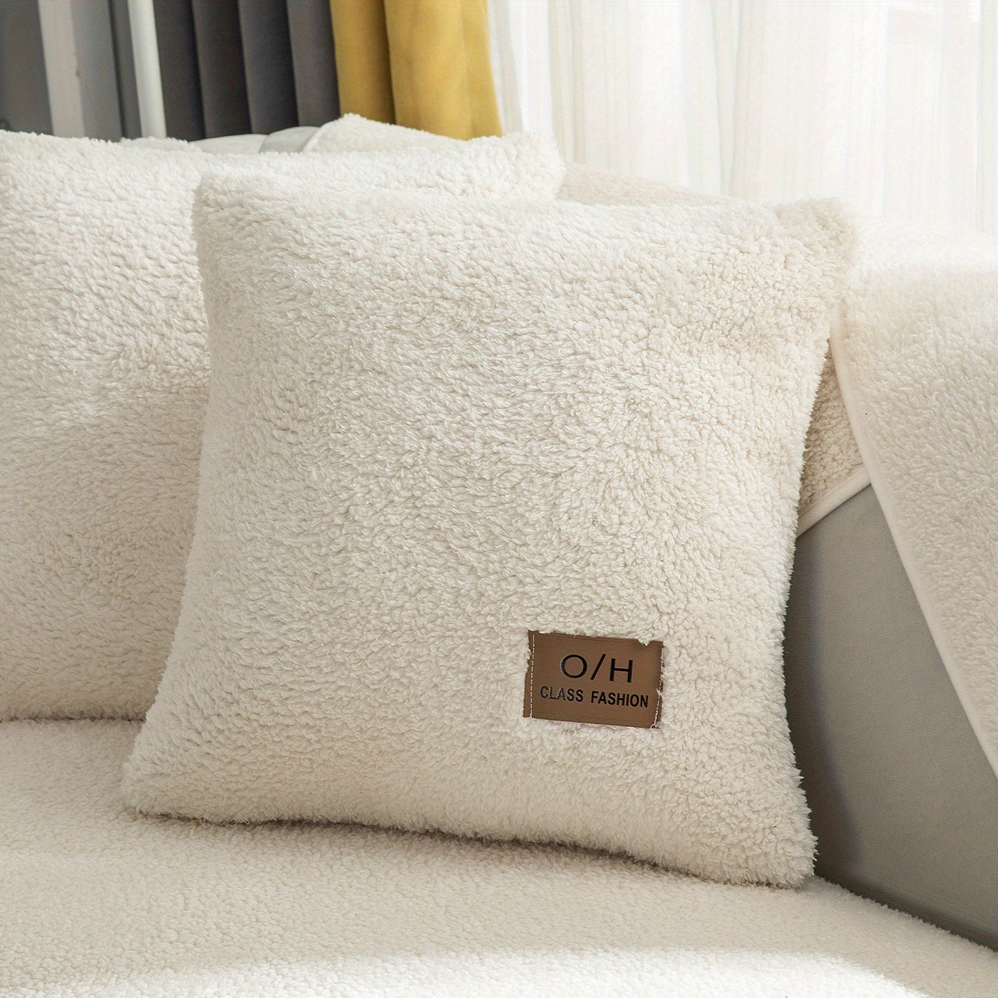1pc Thickened Sherpa Velvet Sofa Slipcover, Pets Dog Friendly, Sherpa Fleece Sofa Couch Cover, Furniture Protector Fuzzy Non Slip Sofa Slipcover, For Bedroom Office Living Room Decor