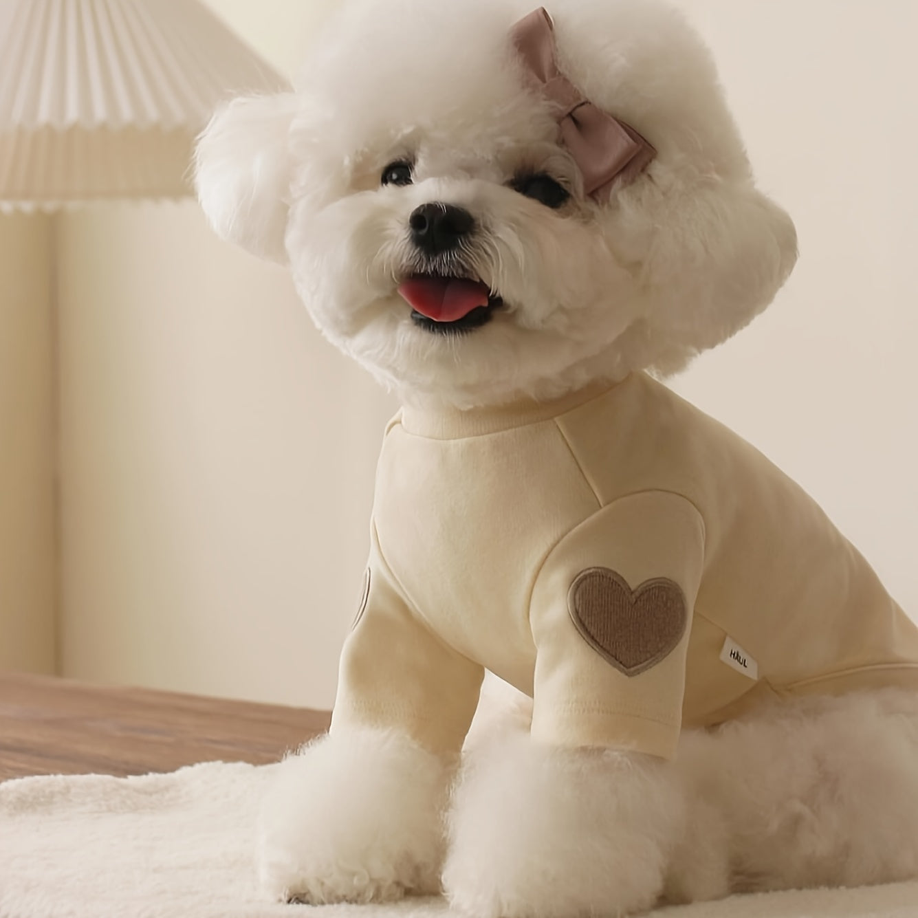 1pc Cozy Fleece Dog Sweater with Heart Design, Polyester Pullover, Machine Washable, for Small to Medium Breeds, Suitable for All Seasons, with Valentine'S Day Gift for Pets