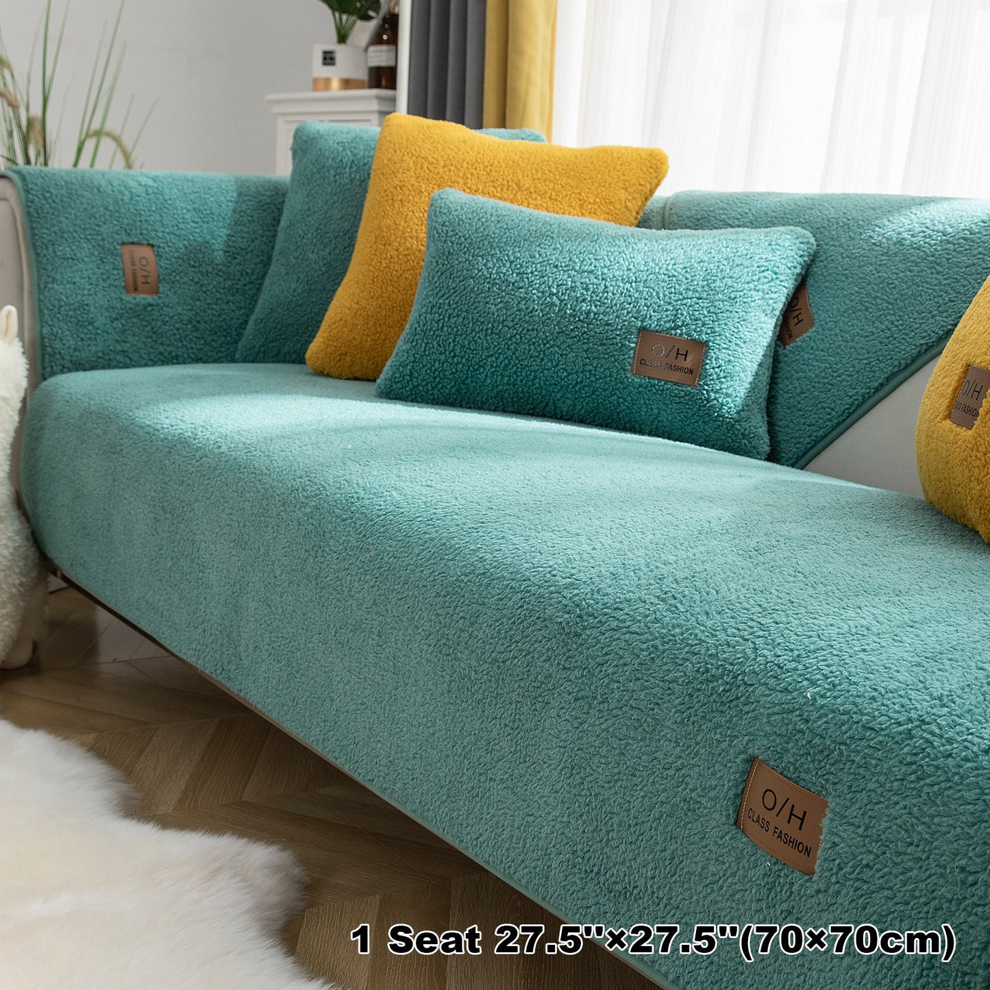 1pc Thickened Sherpa Velvet Sofa Slipcover, Pets Dog Friendly, Sherpa Fleece Sofa Couch Cover, Furniture Protector Fuzzy Non Slip Sofa Slipcover, For Bedroom Office Living Room Decor