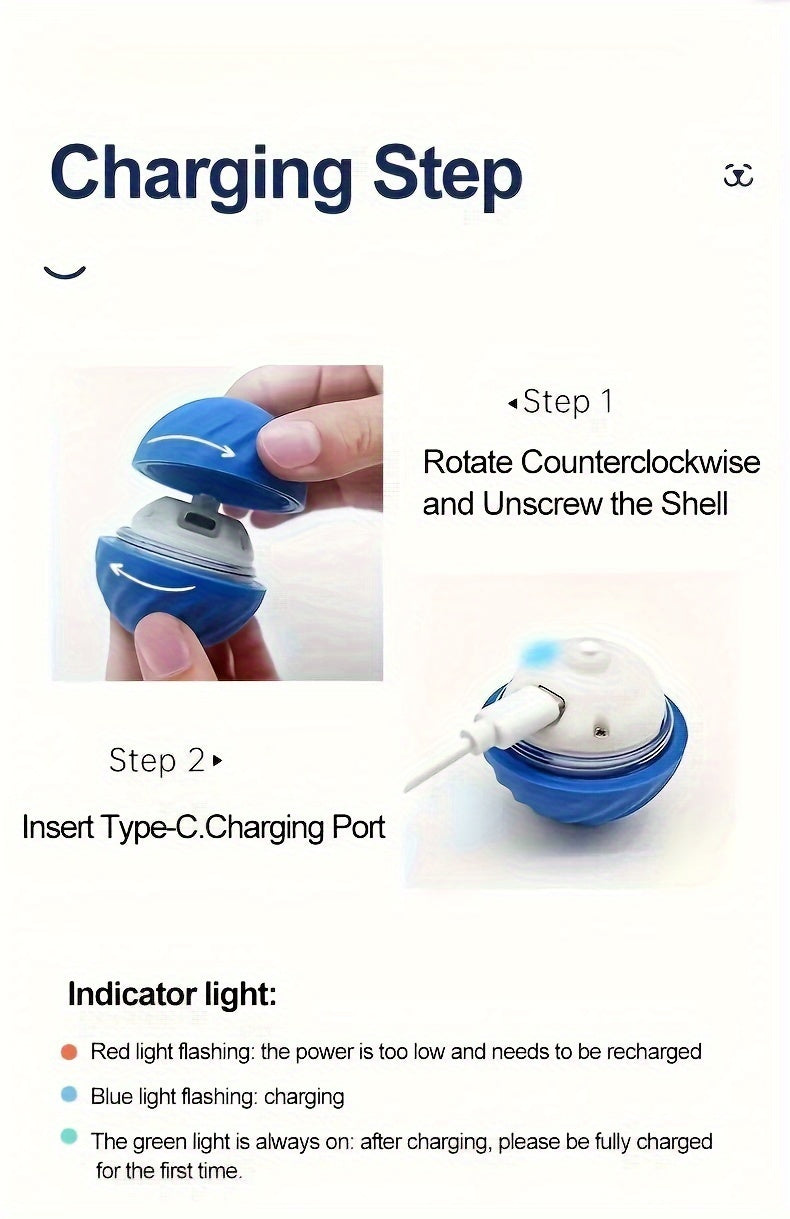 Electric Intelligent Pet Ball - Self-Rolling, Gravity Jumping Toy for Small Dogs and Cats - Electric Charging, Grinding Teeth Toy