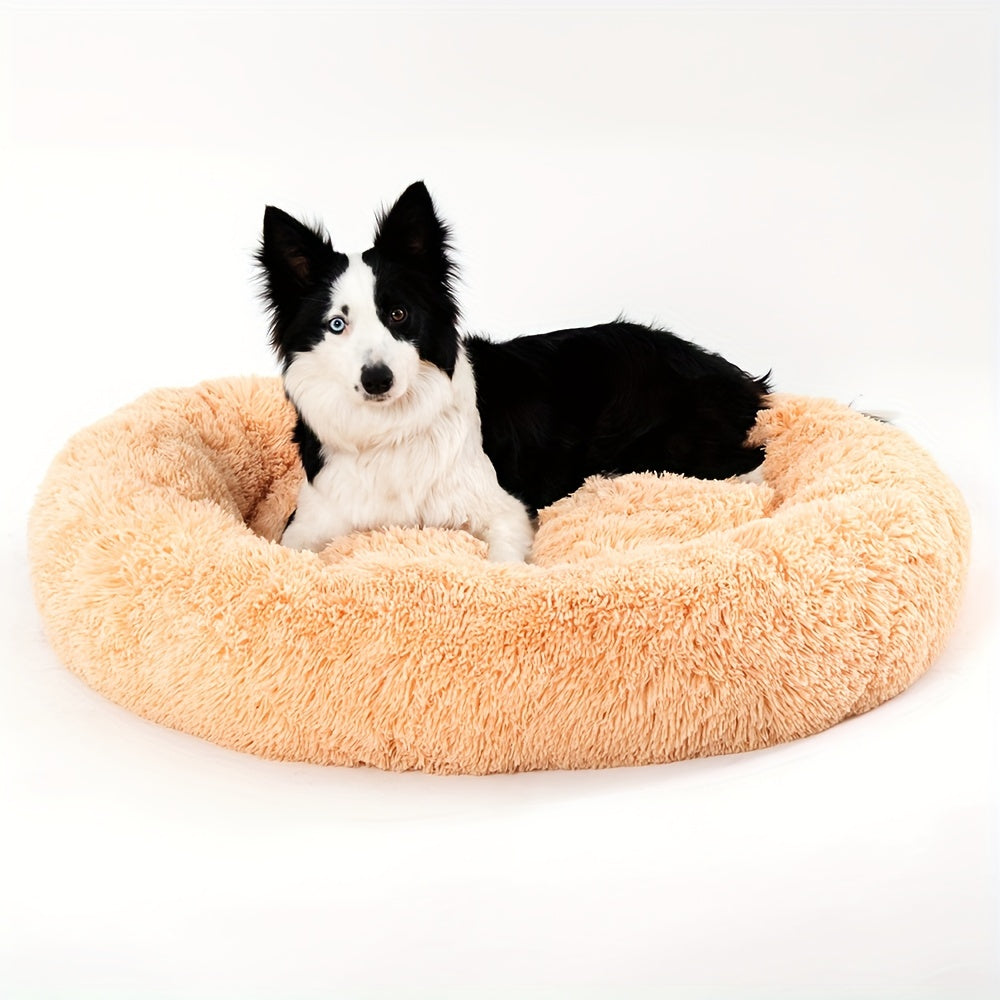 Long Plush Dog Bed For Autumn Winter, Deep Sleeping Pet Bed Mat For Small Medium Large Dogs, Donut Beds Mat For Cats Christmas Gift
