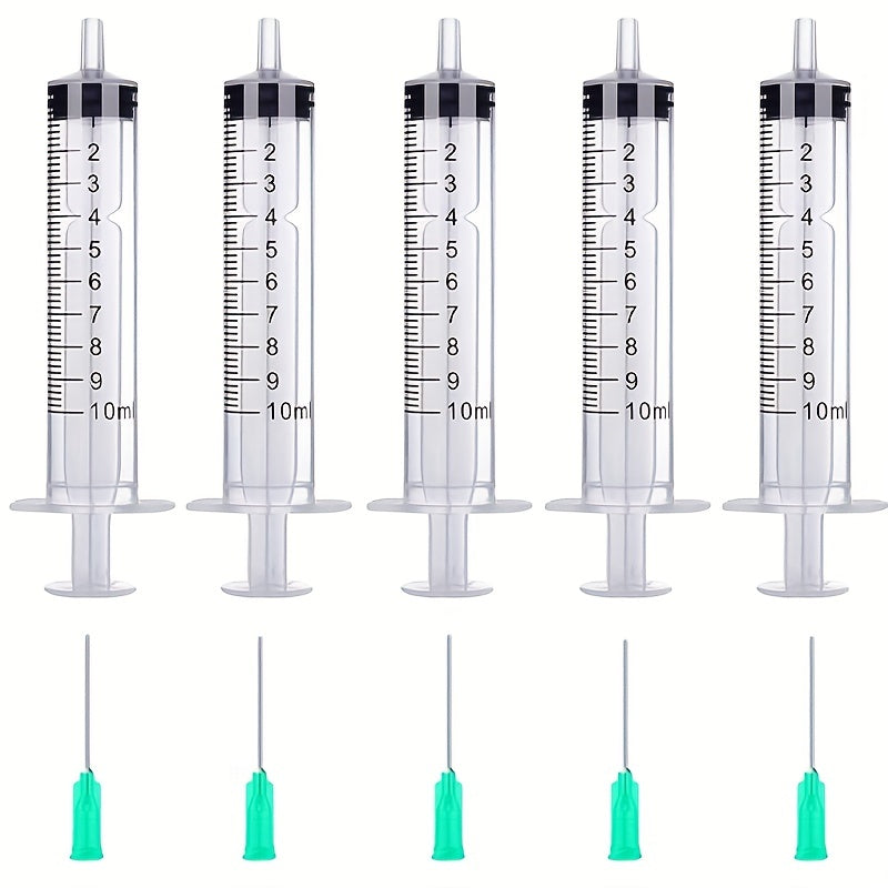 5-Pack 0.34oz/cc Plastic Syringe with 18g Needle - Perfect for Measuring Liquids, Feeding Pets, and More!