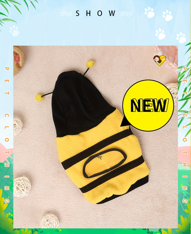 1pc Bee Polar Fleece Pet Costume - Lovely Halloween Cosplay Outfit for Dog and Cat, Hoodie Apparel Sweater, Party Favors, Adorable and Warm Clothing for Pets