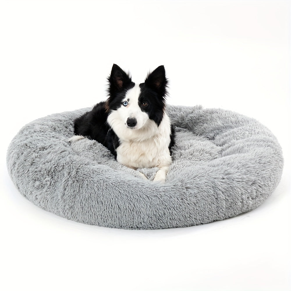 Long Plush Dog Bed For Autumn Winter, Deep Sleeping Pet Bed Mat For Small Medium Large Dogs, Donut Beds Mat For Cats Christmas Gift