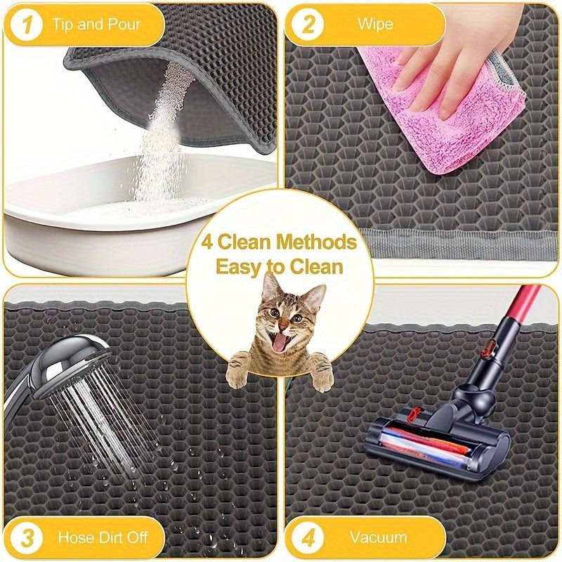 EVA Double-Layer Cat Litter Mat - Non-Slip, Washable, Soft Pet Litter Box Liner for Cats and Dogs, Easy Cleanup Design with Automatic Scoop Feature, Pet Hygiene Mat | Automatic Scoop Mat | Washable Mat, Cat Litter Box