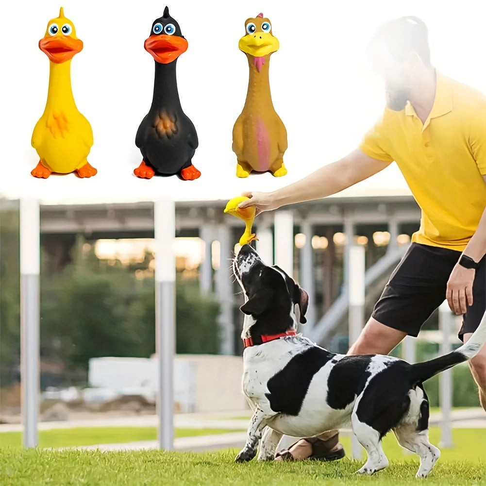 1/3pcs Pets Dog Toys Screaming Chicken Squeeze Sound Toy Rubber Duck Squeaky Chew Bite Resistant Toy Puppy Training Duck/chicken Design Dog Chew Toys, Tough Squeaky Dog Grinding Teeth Toys