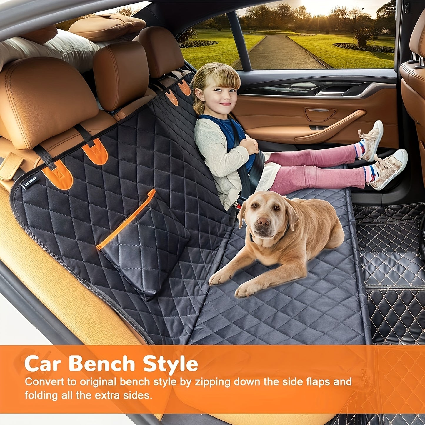 600D Heavy Duty Waterproof Dog Seat Cover - Scratch-Proof Non-Slip Pet Hammock with Soft Durable Polyester, Universal Fit for Cars Trucks SUVs Back Seat Protection
