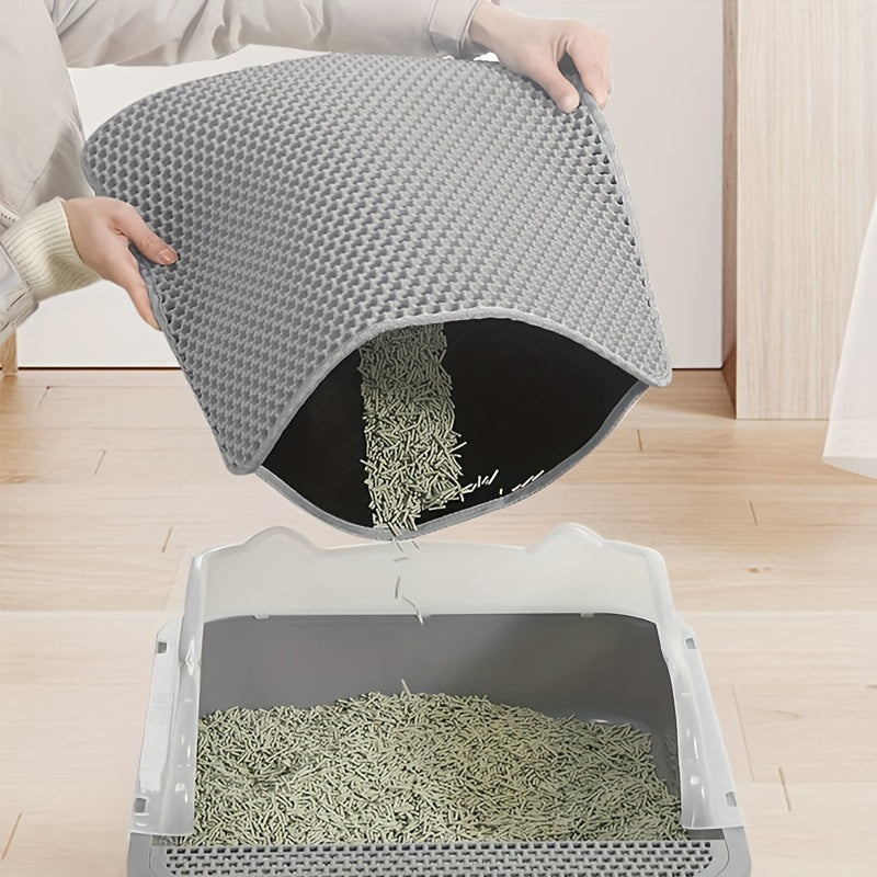 EVA Double-Layer Cat Litter Mat - Non-Slip, Washable, Soft Pet Litter Box Liner for Cats and Dogs, Easy Cleanup Design with Automatic Scoop Feature, Pet Hygiene Mat | Automatic Scoop Mat | Washable Mat, Cat Litter Box