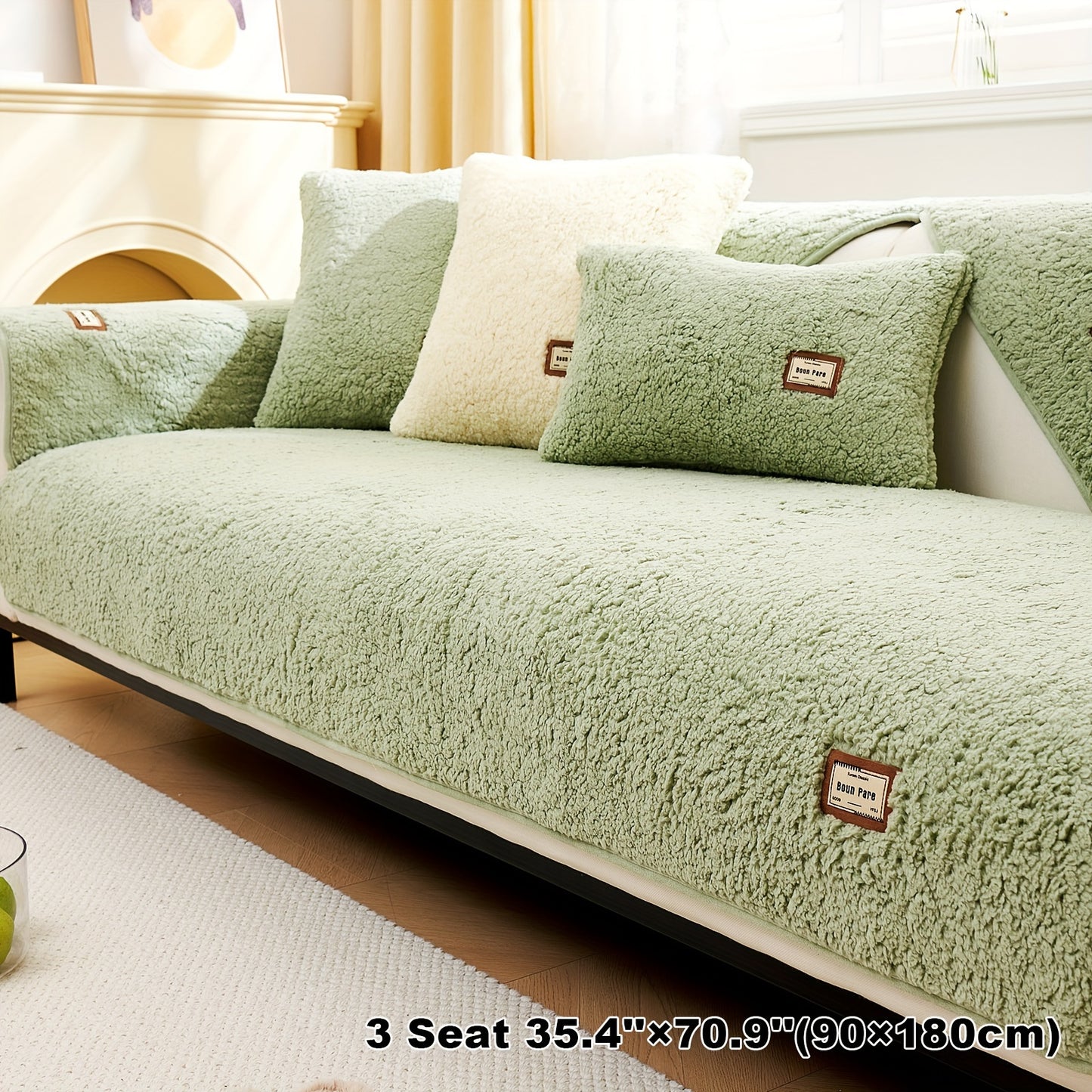 1pc Plush Sherpa Sofa Cover - Soft, Fuzzy, Non-Slip, Pet-Friendly, Thickened Furniture Protector for Bedroom, Office, Living Room Home Decor - Easy to Clean, Durable, Stain-Resistant, Machine Washable