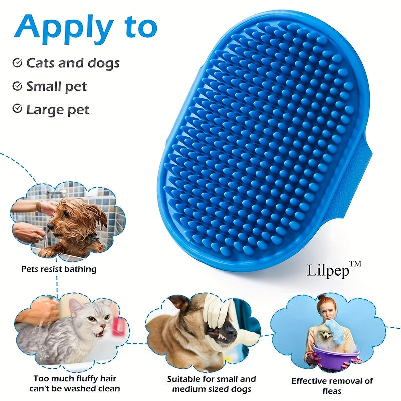 Pet Grooming Deluxe Shampoo Brush - Soft Silicone Massage Rubber Bathing Comb with Adjustable Circular Handle for Gentle Dog & Cat Washing, Easy Fur Detangling, and Relaxing Spa Experience - Ideal for Pet Owners and Groomers
