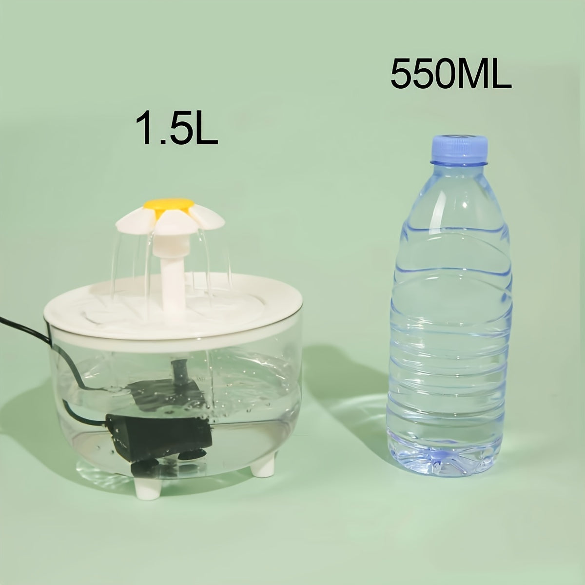 Ultra-Quiet 50.72 Oz Clear Pet Drinking Fountain, with 1 Water Pumb- USB Powered, Easy to Clean, BPA Free, Suitable for Cats And Small Pets, Without Battery