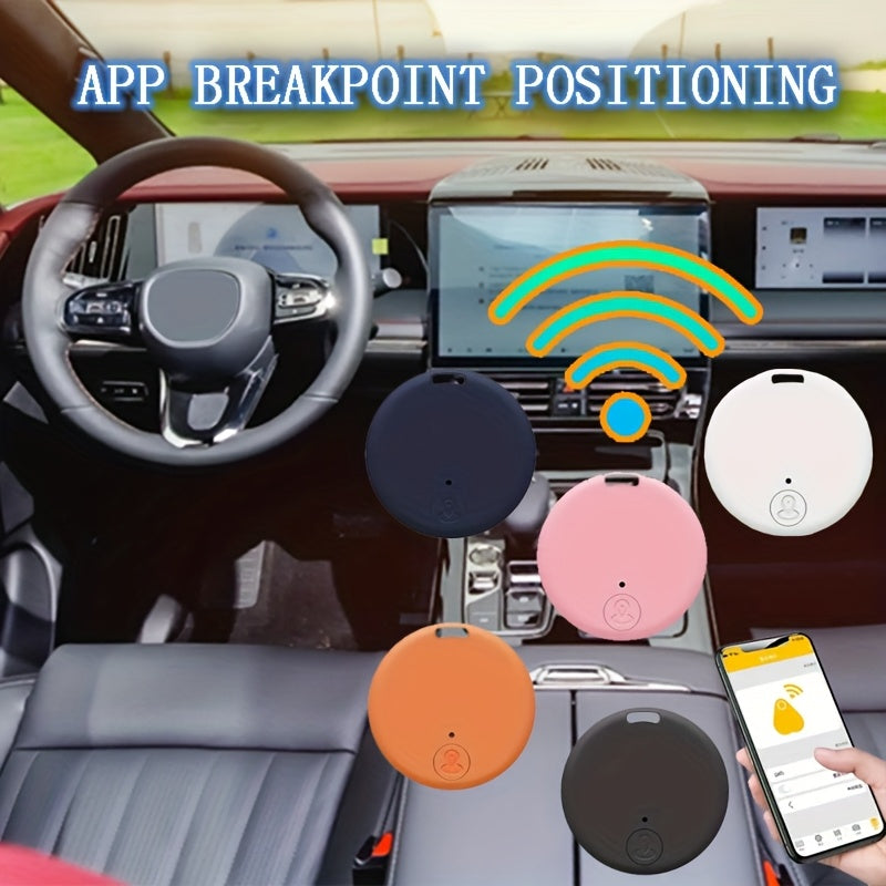 Smart Mini Tracker with Wireless & Low-Power Mode, Real-Time Location Tracking, Anti-Theft Alarm, App Control, Long Life - Compatible with Cars, Pets, Keys, Luggage, Wallet - Multi-Color Options (Black, White, Navy, Pink, Ora
