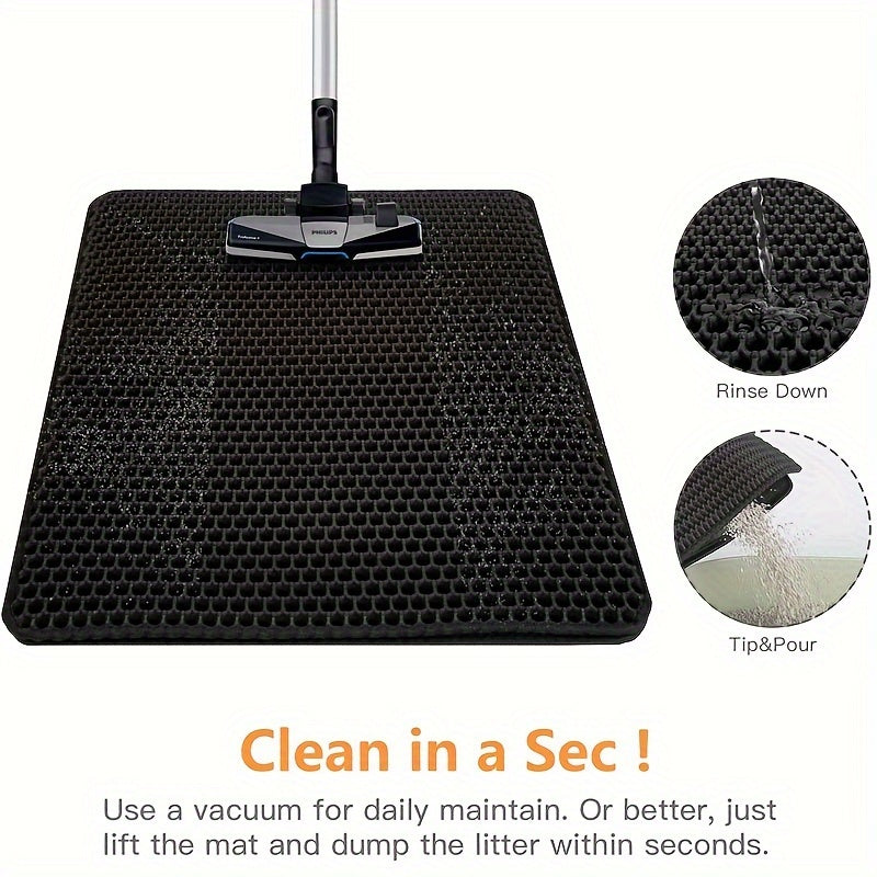 EVA Double-Layer Cat Litter Mat - Non-Slip, Washable, Soft Pet Litter Box Liner for Cats and Dogs, Easy Cleanup Design with Automatic Scoop Feature, Pet Hygiene Mat | Automatic Scoop Mat | Washable Mat, Cat Litter Box
