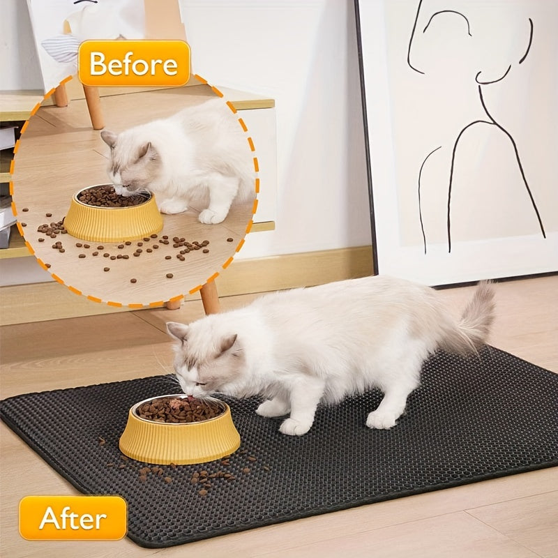 EVA Double-Layer Cat Litter Mat - Non-Slip, Washable, Soft Pet Litter Box Liner for Cats and Dogs, Easy Cleanup Design with Automatic Scoop Feature, Pet Hygiene Mat | Automatic Scoop Mat | Washable Mat, Cat Litter Box