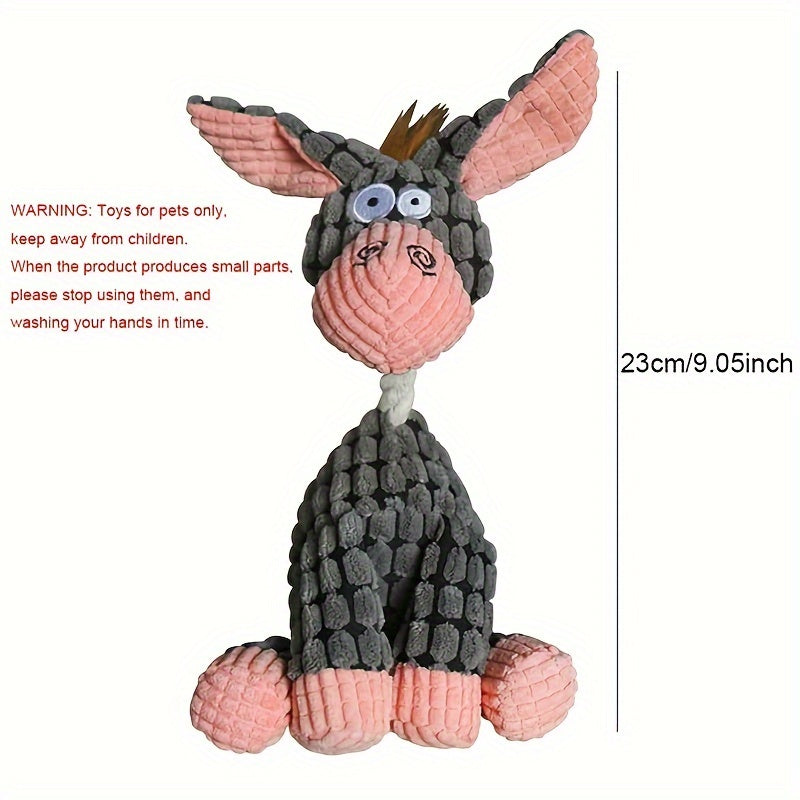 Fun Pet Toy Donkey Shape Corduroy Chew Toy For Dogs Puppy Squeaker Squeaky Plush Bone Molar Dog Toy Pet Training Dog Accessories