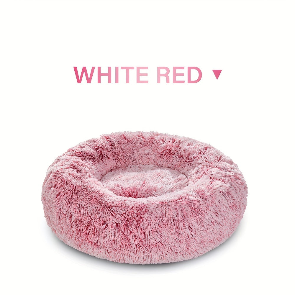 Long Plush Dog Bed For Autumn Winter, Deep Sleeping Pet Bed Mat For Small Medium Large Dogs, Donut Beds Mat For Cats Christmas Gift