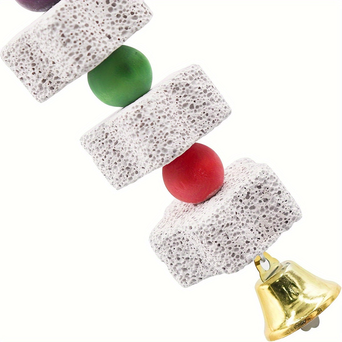 Flower Shape Hang Style Parakeet Toy - Mineral Stone Grinding Teeth Decor, Bell Birdcage Accessories for Pet Birds, Parrot Grinding Stone Toy, Stimulating Beak Trimming and Exercise