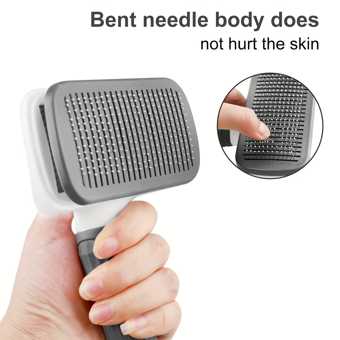 1-in-1 Pet Massage Comb & Brush - Heavy-Duty Ergonomic Design with One-Click Detachable Head, Efficient Shedding & Grooming Tool for Dogs & Cats, Reduces Shedding, Undercoat Removal, Minimizes Hair Flying - White & Black Colo
