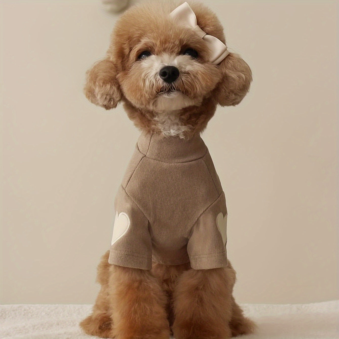 1pc Cozy Fleece Dog Sweater with Heart Design, Polyester Pullover, Machine Washable, for Small to Medium Breeds, Suitable for All Seasons, with Valentine'S Day Gift for Pets