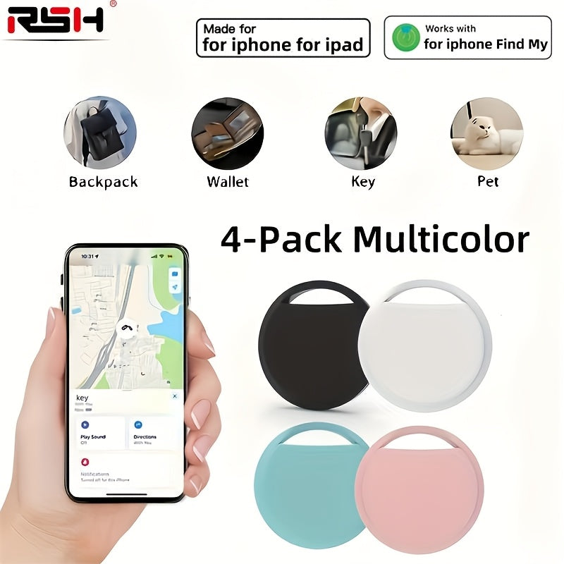 4pcs GPS Smart Anti-Loss Trackers, Real-Time Tracking, No Installation Required, Suitable for Pets, Bags, Luggage, Bicycles, And Cars, Compatible with The Find My App on Ios, Worry-Free Anti-Loss.