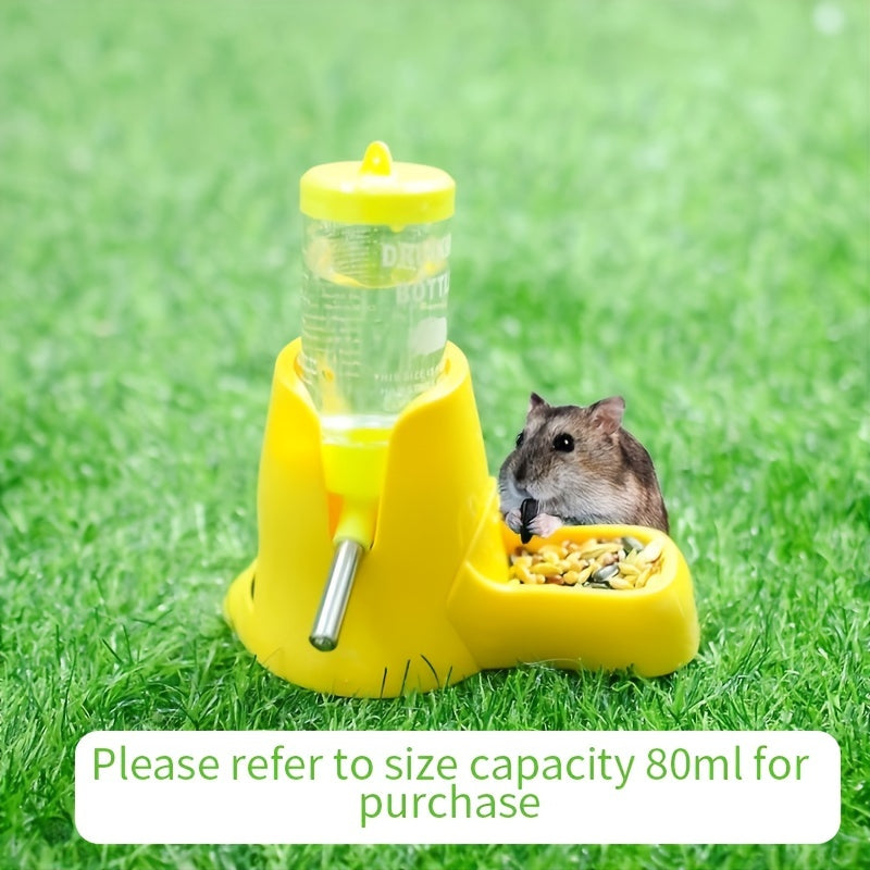 27.05oz Leak-Proof Automatic Hamster Feeder & Water Dispenser - Dual Function, Yellow PP Material, No Battery Required, Perfect for Small Pets Like Hamsters, Hamster Water Bottle