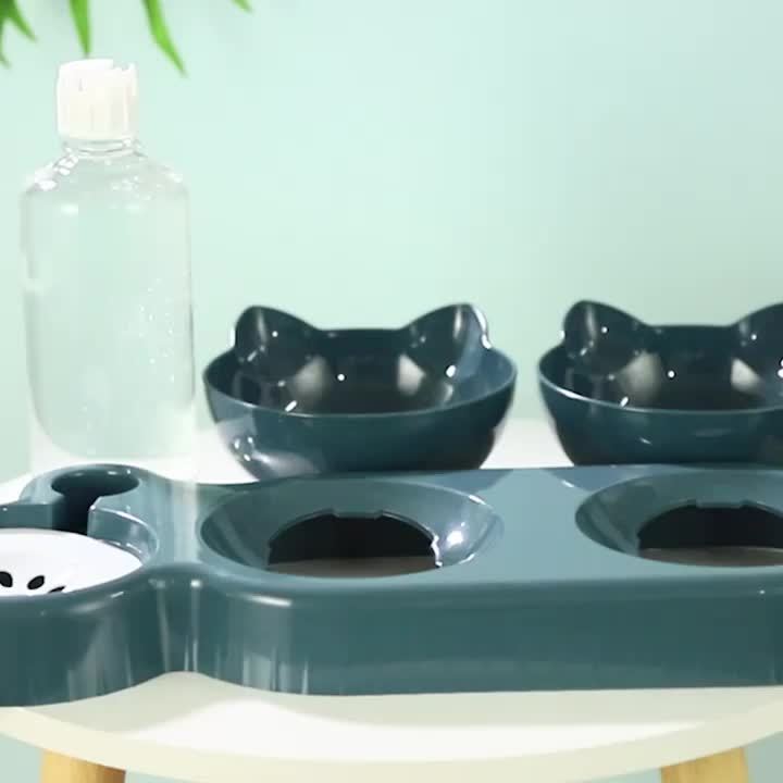 New Pet Automatic Cat Bowl - Anti-Slip, Slanted Mouth, Protects Cervical Spine, Prevents Falling Over for Home Use